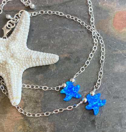 Starfish Opal Bracelet, Starfish Opal Bead Anklet, Starfish Opal bead bracelet in Sterling Silver