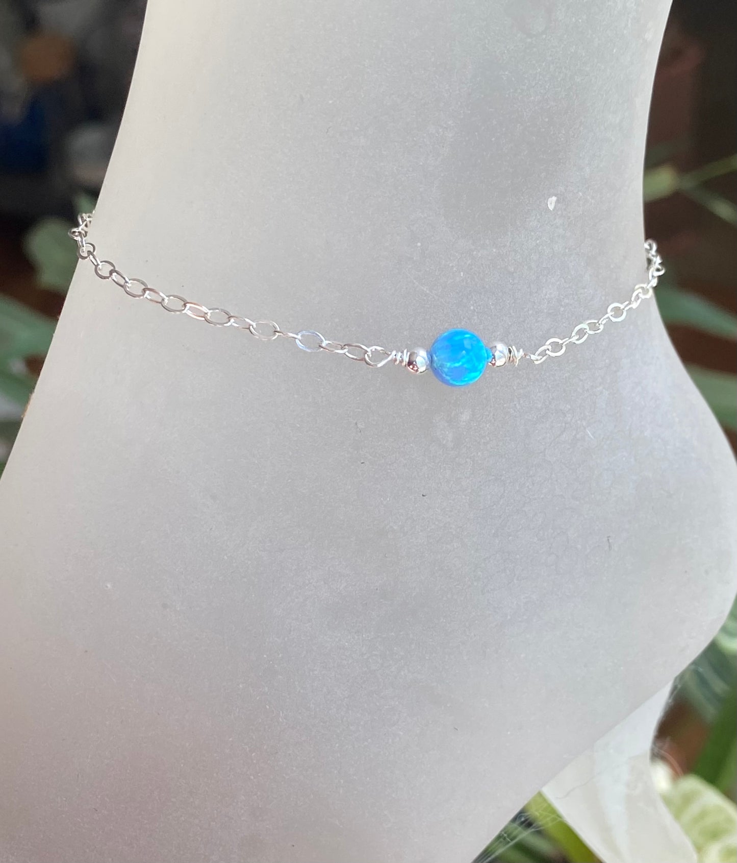 Opal Bead Bracelet in Sterling Silver, Minimalist Opal Bracelet, White, Blue, Aqua blue  Opal Bracelets