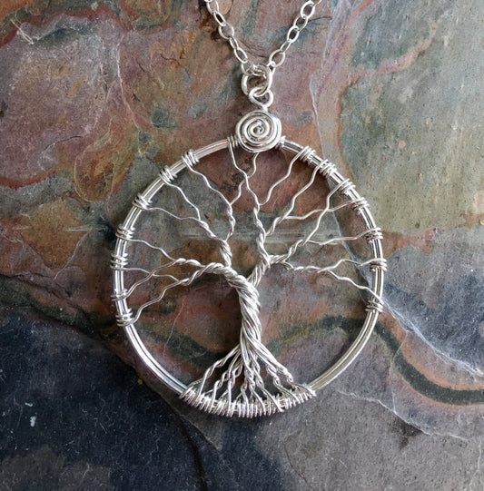 Tree of Life Necklace .925 Sterling Silver,Tree of Life Silver Pendant Necklace,Wire Wrapped Tree of Life Necklace,Tree of Life Jewelry