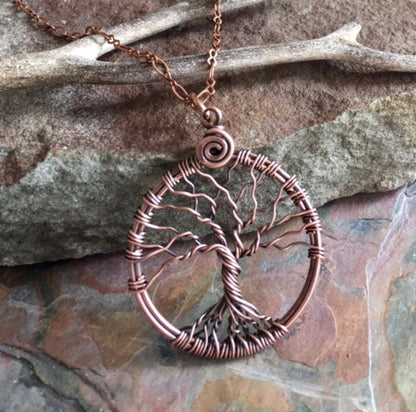 Tree of Life Necklace in Antiqued Copper,Tree of Life Copper Pendant Necklace,Wire Wrapped Tree of Life Earrings,Tree of Life Jewelry