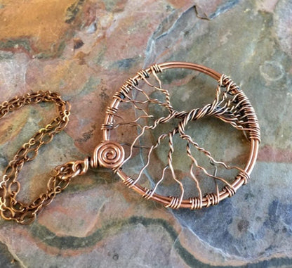 Tree of Life Necklace in Antiqued Copper,Tree of Life Copper Pendant Necklace,Wire Wrapped Tree of Life Earrings,Tree of Life Jewelry
