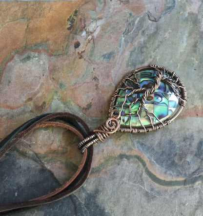 Abalone Necklace, Abalone Tree of Life  Necklace in Antiqued Copper,Abalone Tree Necklace, Holiday gift, Paua Shell Necklace, Abalone