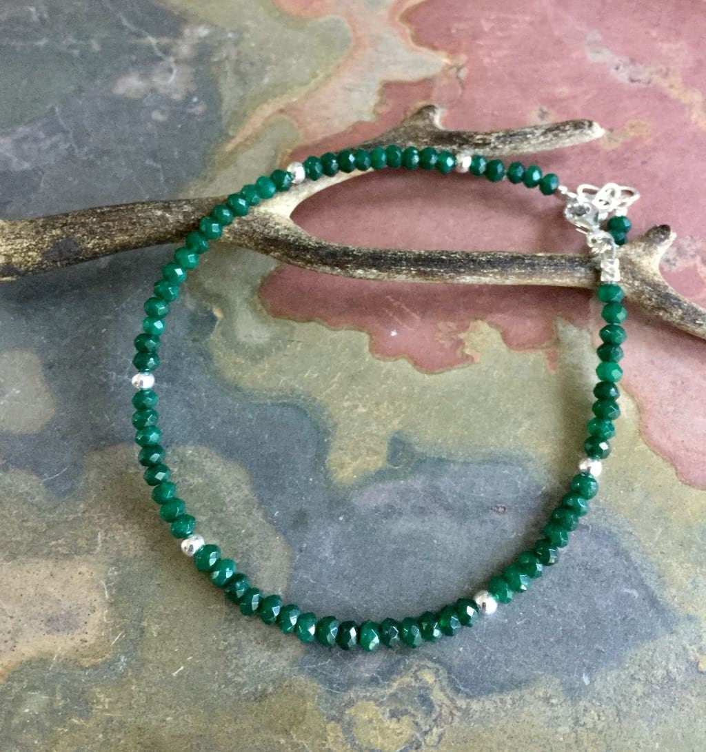Emerald Bracelet, Emerald Bracelet in Sterling Silver, May Birthstone Bracelet, May Emerald Jewelry, May Birthstone Bracelet