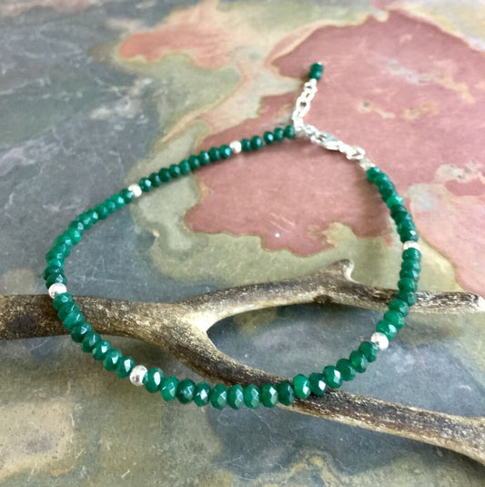 Emerald Bracelet, Emerald Bracelet in Sterling Silver, May Birthstone Bracelet, May Emerald Jewelry, May Birthstone Bracelet