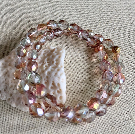 Aurora Borealis Bracelet,Wedding/Bridal Crystal /Amethyst Stretch/Adjustable Bracelet,AB Czech Crystal Bracelet,Bridesmaid Crystal Bracelet
