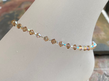 Topaz Crystal Anklet/Bracelet,Wedding/Bridal Crystal Bracelet in Sterling Silver, Swarovski Crystal Bracelet,Topaz Crystal Jewelry,