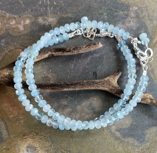 A+++ light Blue Aquamarine Bracelet, Aquamarine Bracelet in Sterling Silver,March Birthstone Bracelet, Aquamarine Bracelet