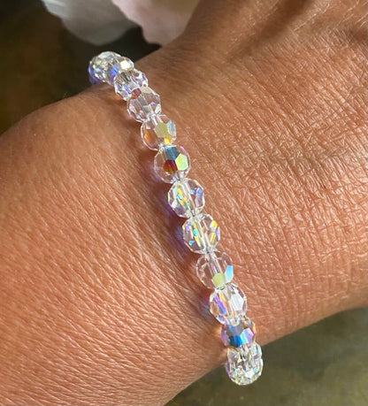 Swarovski 6 mm Crystal Bracelet in Sterling Silver Clasp, Wedding/Bridal Crystal Bracelet, Crystal Bracelet, Crystal Jewelry,