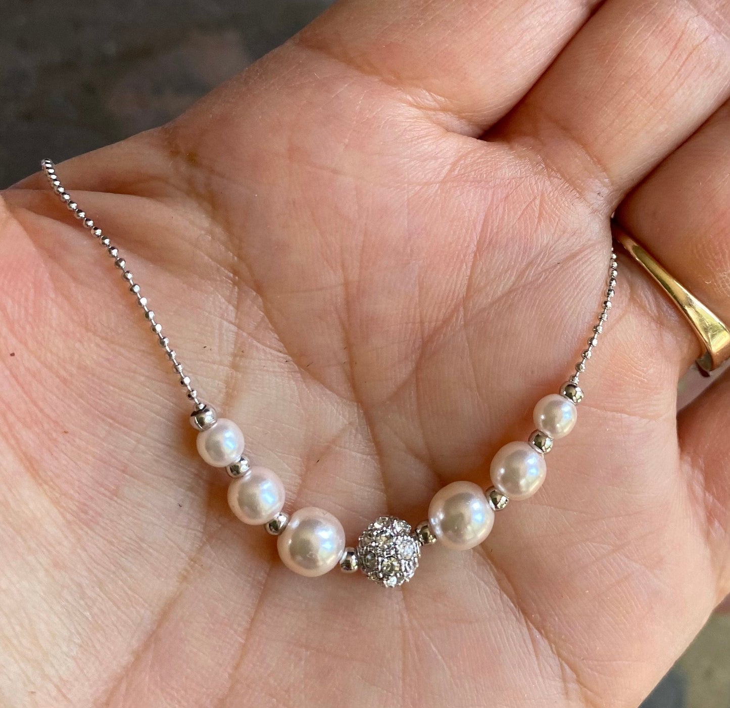 Children's Faux Pearl Necklace, Pearls & Crystal Necklace, Bridal/Bridesmaid  Necklace, Dainty Pearl Necklace, Flower Girl's Pearl Necklace