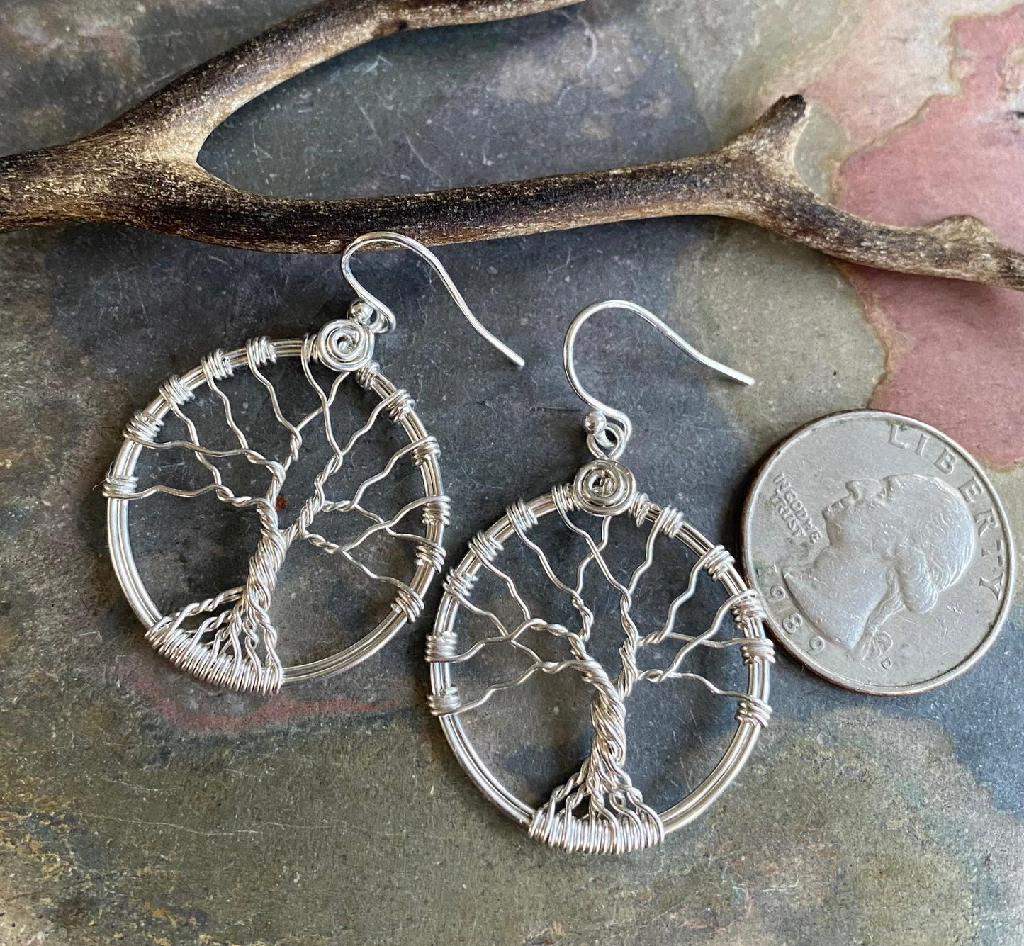 Sterling Silver Tree of Life Earrings, Leafless Tree Earrings,Wire Wrapped Tree of Life Earrings, ,Tree of Life Jewelry, Silver Earrings
