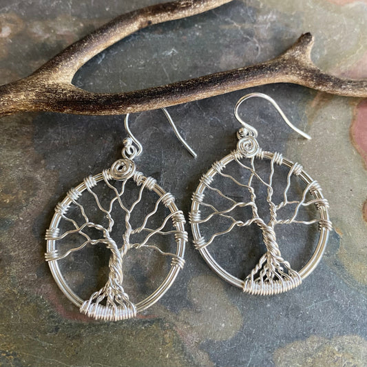 Sterling Silver Tree of Life Earrings, Leafless Tree Earrings,Wire Wrapped Tree of Life Earrings, ,Tree of Life Jewelry, Silver Earrings