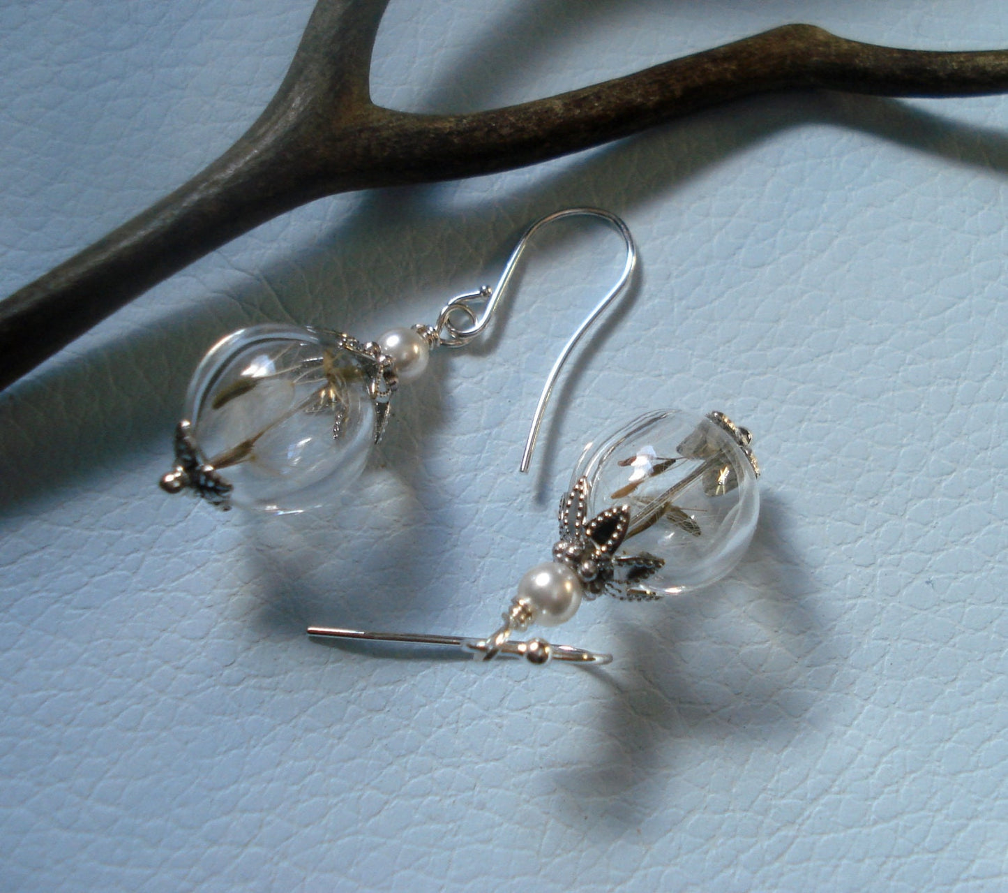Dandelion Necklce, Dandelion Crystal Pearl Silver Necklace,Dandelion Earrings, a Wish Dandelion jewelry,Globe Jewelry, Bridesmaid Necklace