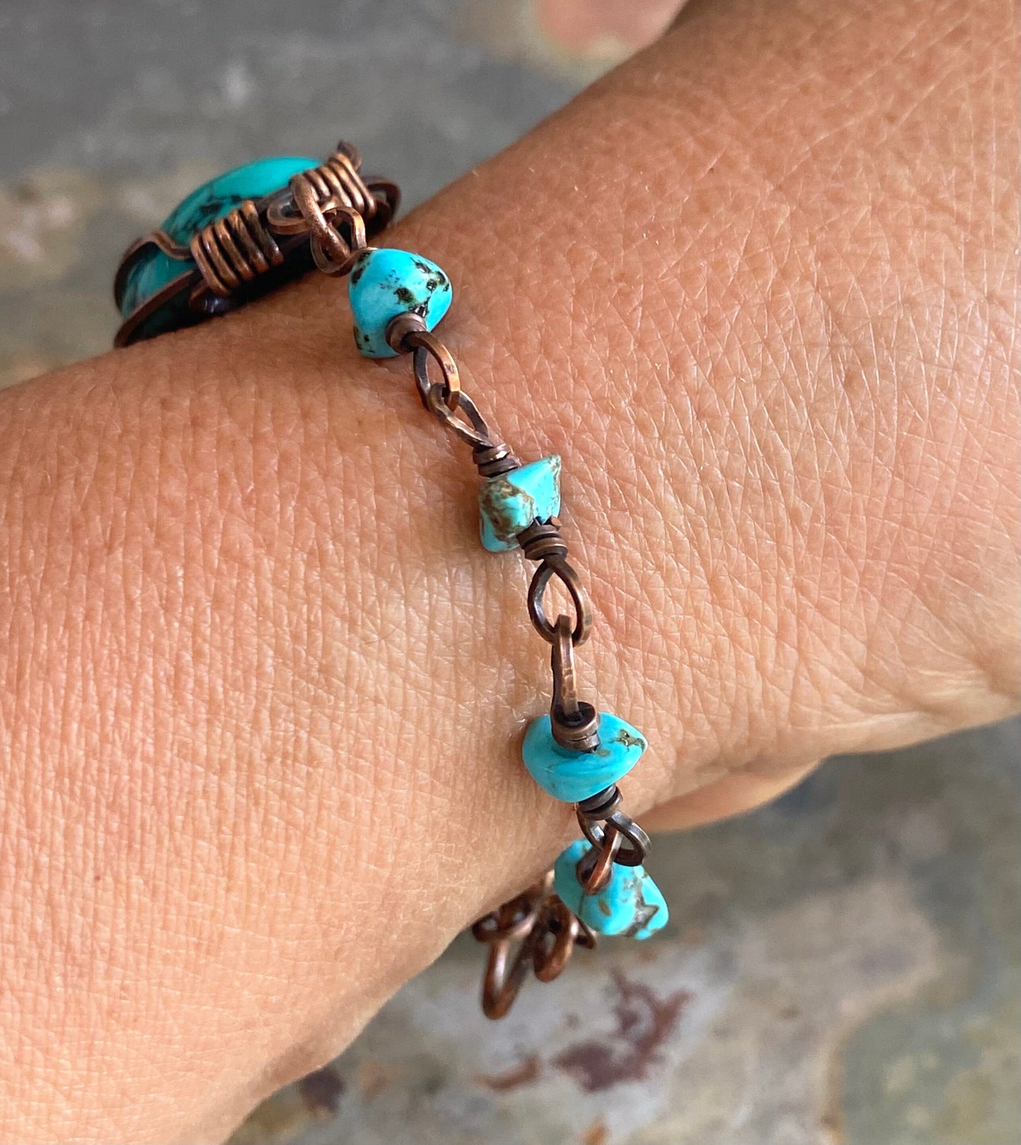 Turquoise Cuff Bracelet,Wire Wrapped Blue Howlite Turquoise Bracelet, Turquoise Adjustable Cuff Bracelet, Turquoise Bangle Bracelet