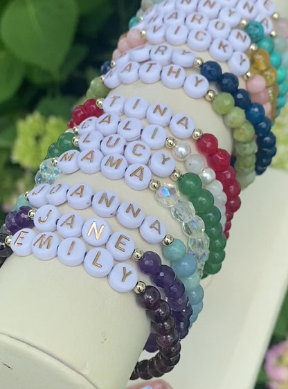 Custom Name Bracelet, Custom Gifts for daughter, Birthstone Bracelet for Granddaughter, Name Bracelet, custom name Gemstone Bracelet